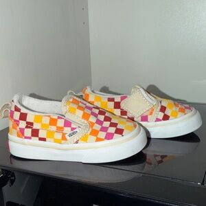 Vans Kids Slip-On Sneakers - Pink and Yellow Checkerboard